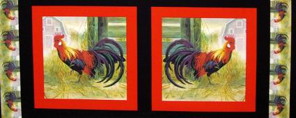 Strutting Roosters 4 Pillow Panels